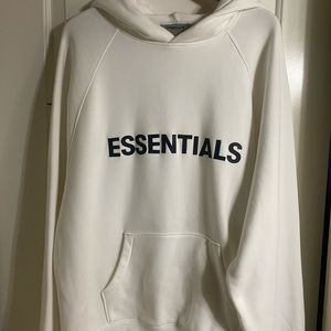 Fear of god essentials white hoodie size large